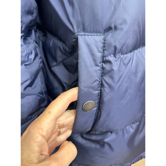 Tommy Hilfiger Men’s Puffer Jacket L Navy Blue Quilted Hooded Zip & Snaps Winter - Picture 10 of 16